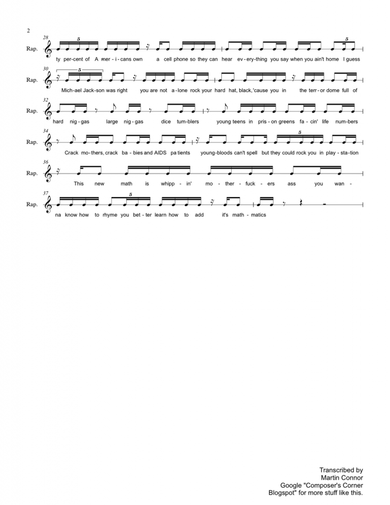 Mos Def Mathematics Rap Musical Transcription Sheet Music RAP ANALYSIS